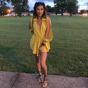 “get a good look” Fashion Nova Romper Lime/yellow
